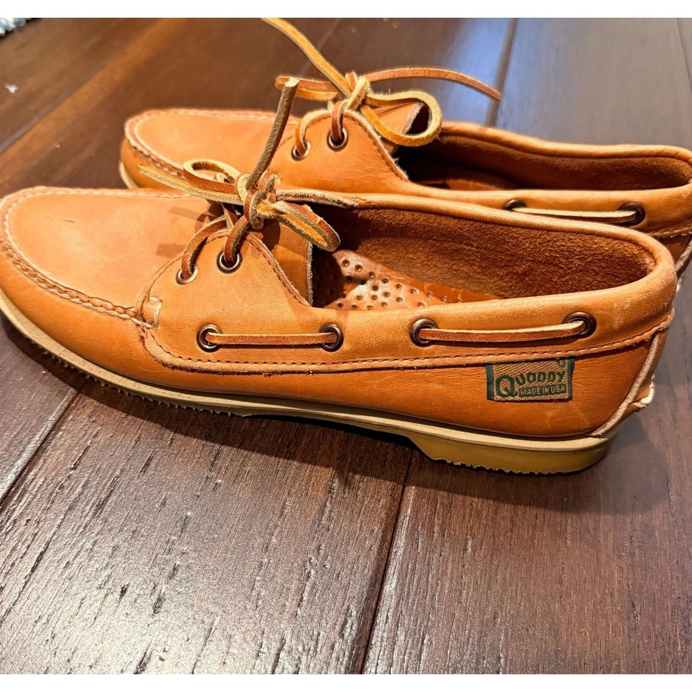 VTG  Womens 9 Quoddy Leather 2-Eye Handsewn Boat Shoes
